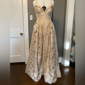 Vintage Blush Floral Embroidered Ball Gown